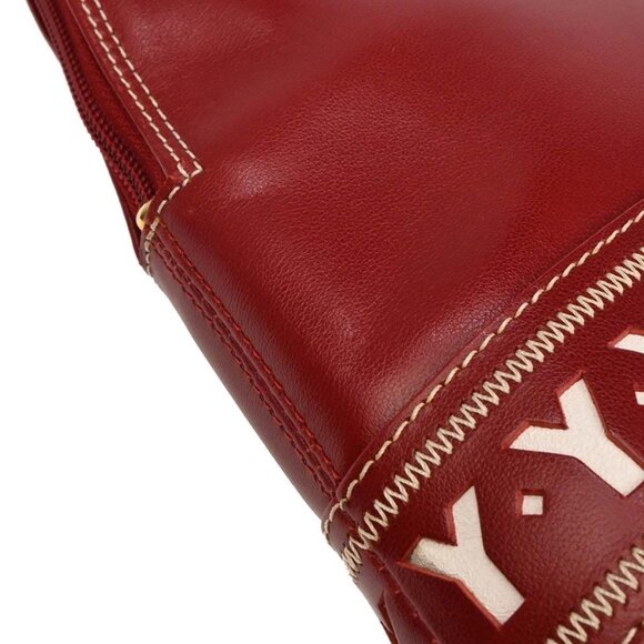 Yves Saint Laurent Red Leather Y Cut Out Handbag - Picture 10 of 11